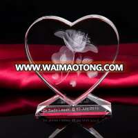 laser engraved crystal rose,3D engraving rose wedding return gifts