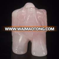 Cavred Crystal Rose quartz Animal Figurines Carved crystal elephant for sale