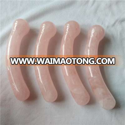 safe rose quartz crystal curved massage yoni healing wands crystal carved penis dildos for female