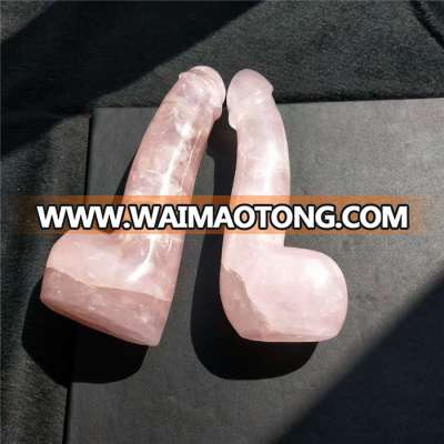 natural rose /pink  and clear quartz crystal women dildo for sex appeal