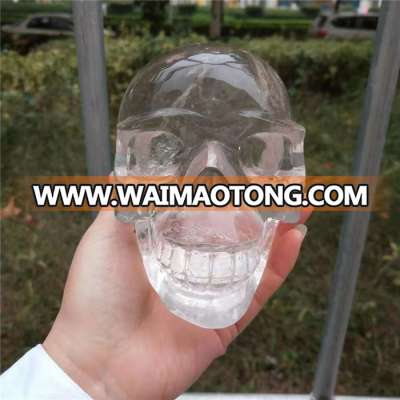 Natural clear quartz  crystal  carved  skulls