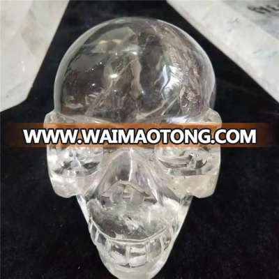 Natural clear quartz  crystal  carved  skulls