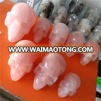 natural rose quartz crystal crane skeleton carvings