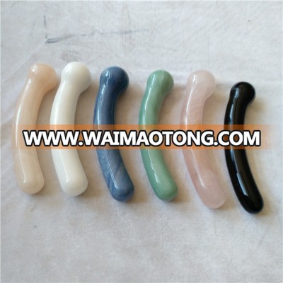 Natural  green aventurine stone curved massage yoni wands crystal penis dildo for sexy women