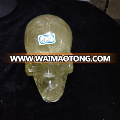 Natural  yellow   quartz  crystal  carved  skull