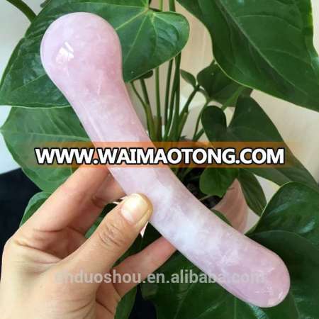 Natural Rose Quartz Crystal Healing Massage Wands Women Sexy Yoni Crystal Dildos